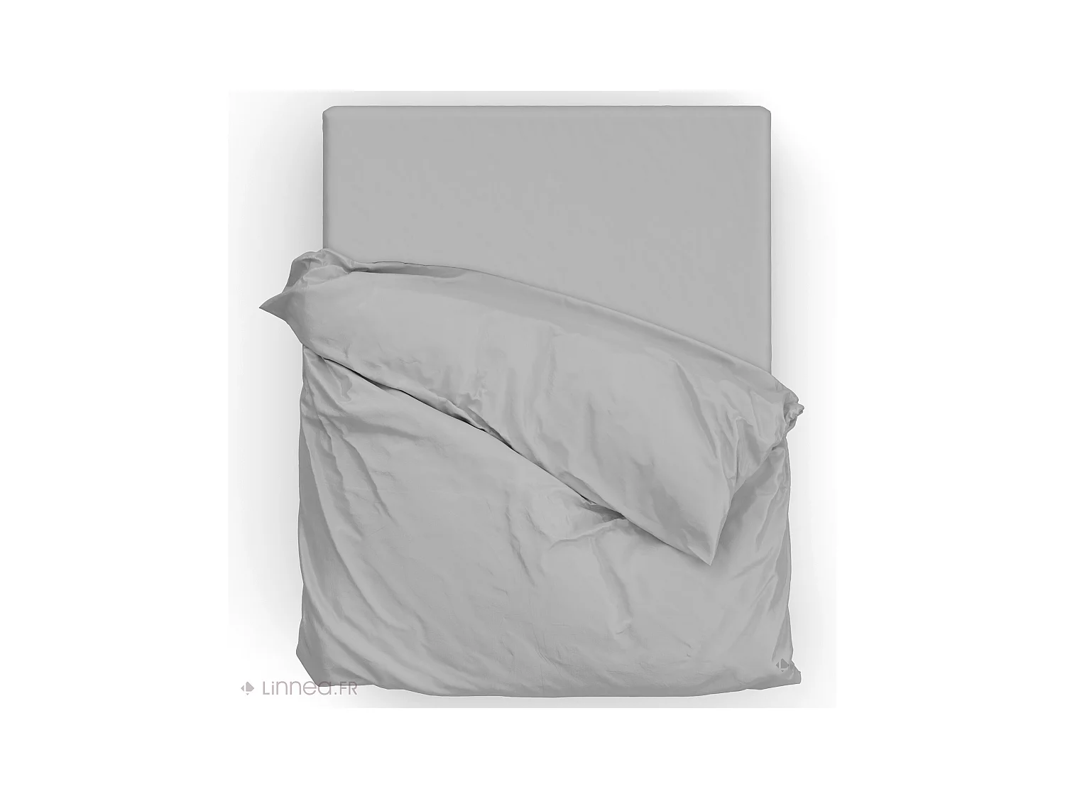 Parure de lit 240x220 cm satin de coton SAPRI gris orage 3 pièces