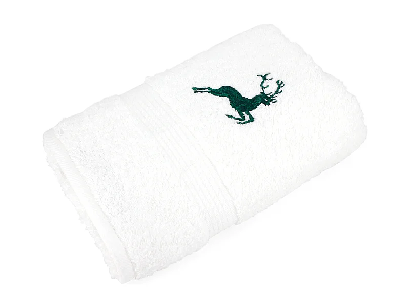 Serviette de toilette 50x100 cm HIRSH Blanc/Vert 600 g/m2