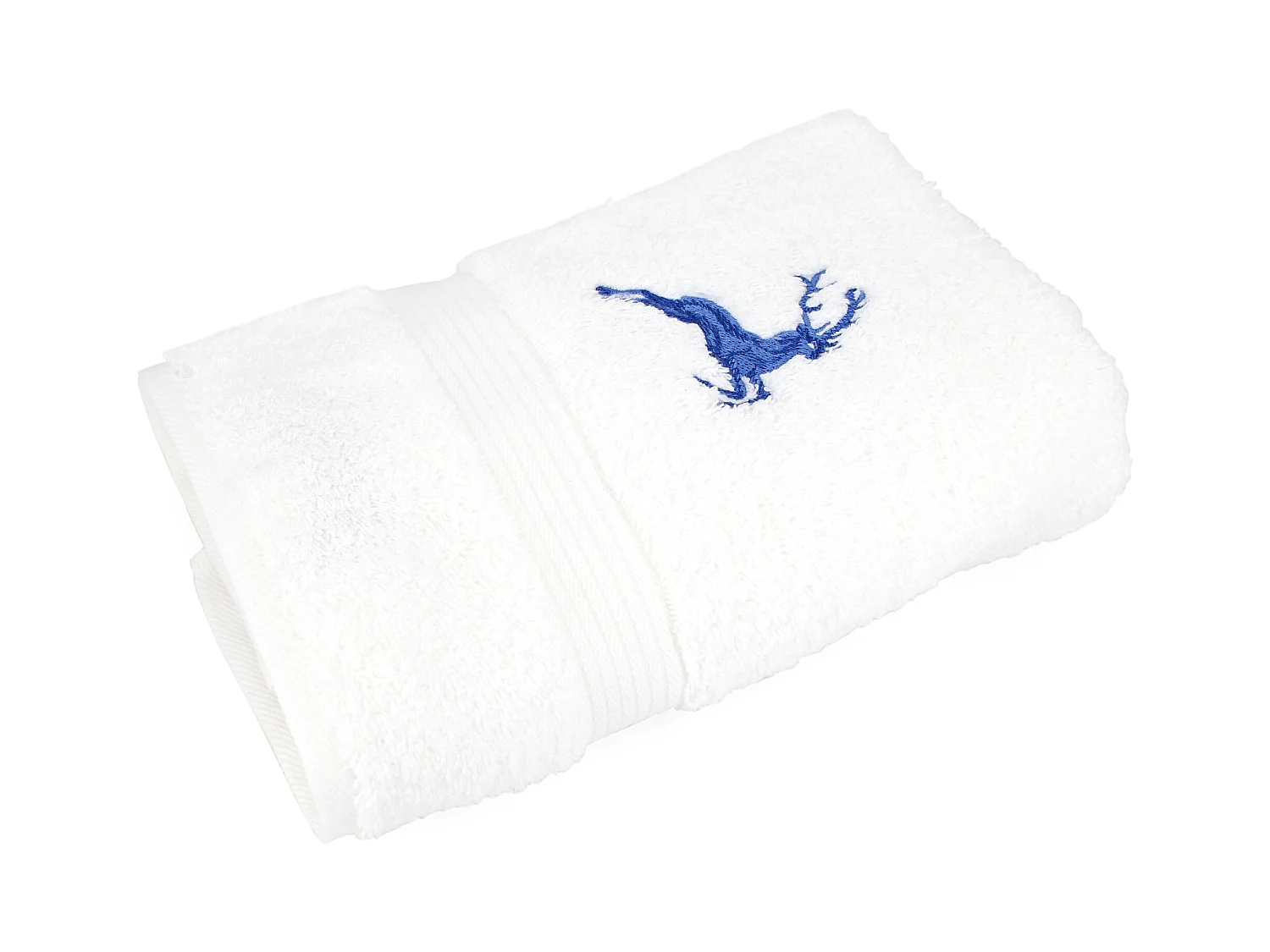 Drap de douche 70x130 cm HIRSH Blanc/Bleu 600 g/m2