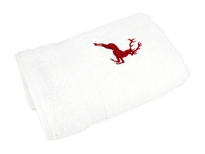 Drap de douche 70x130 cm HIRSH Blanc/Rouge 600 g/m2