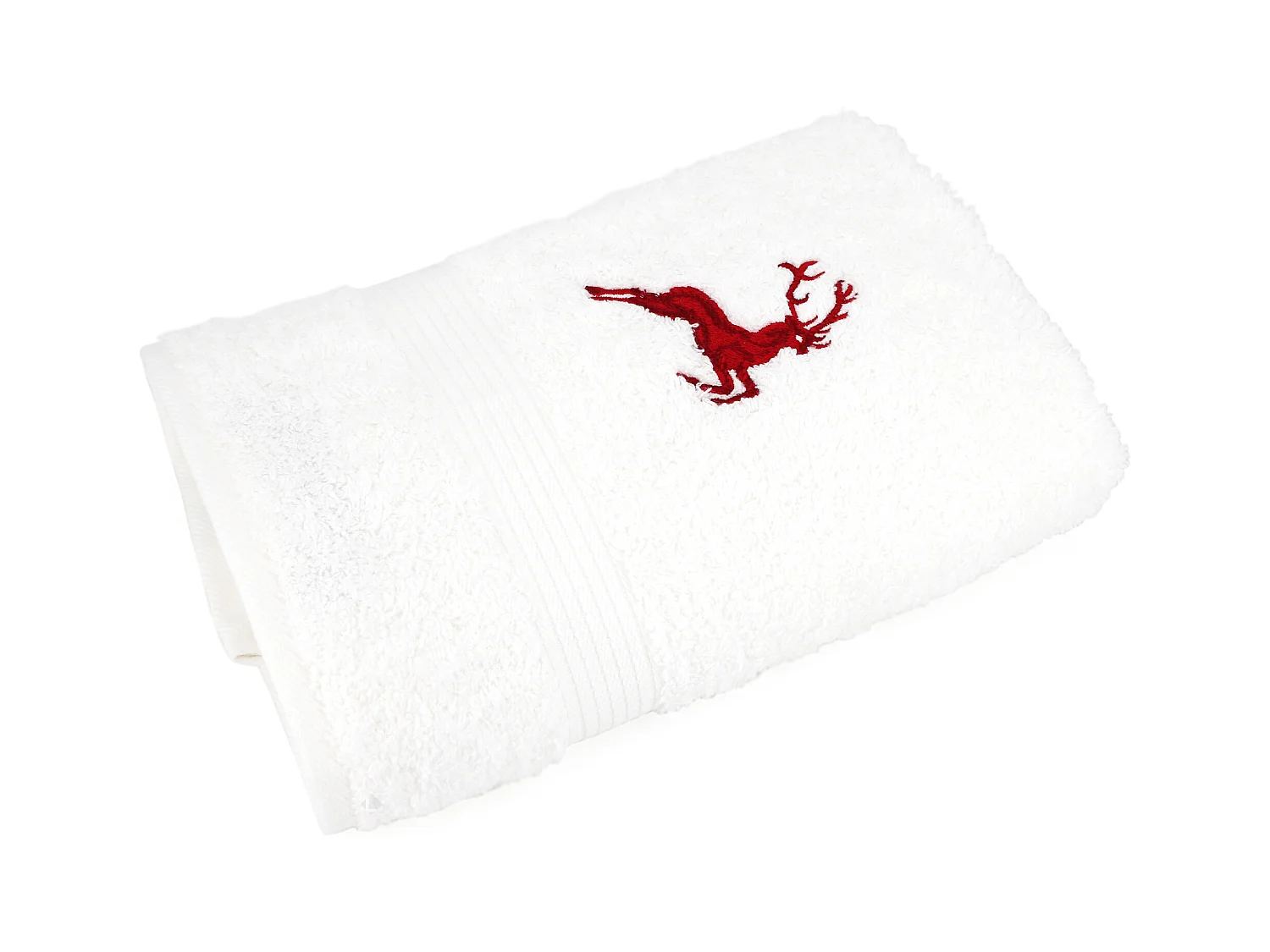 Drap de douche 70x130 cm HIRSH Blanc/Rouge 600 g/m2