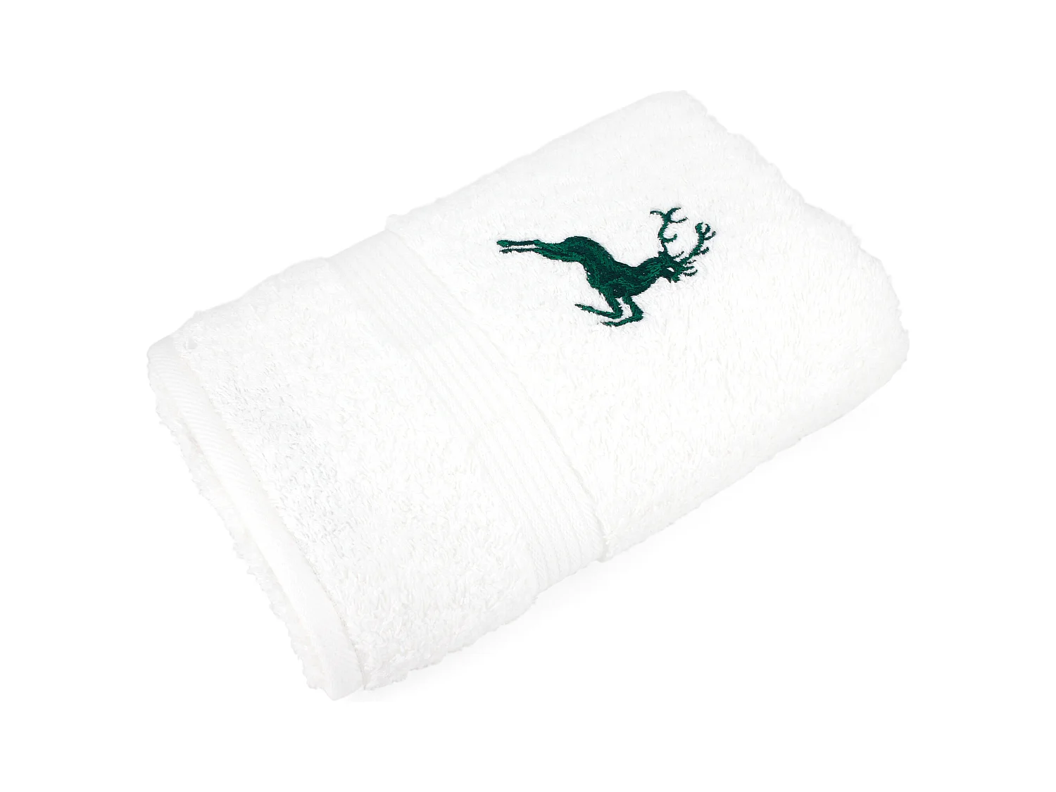 Drap de douche 70x130 cm HIRSH Blanc/Vert 600 g/m2