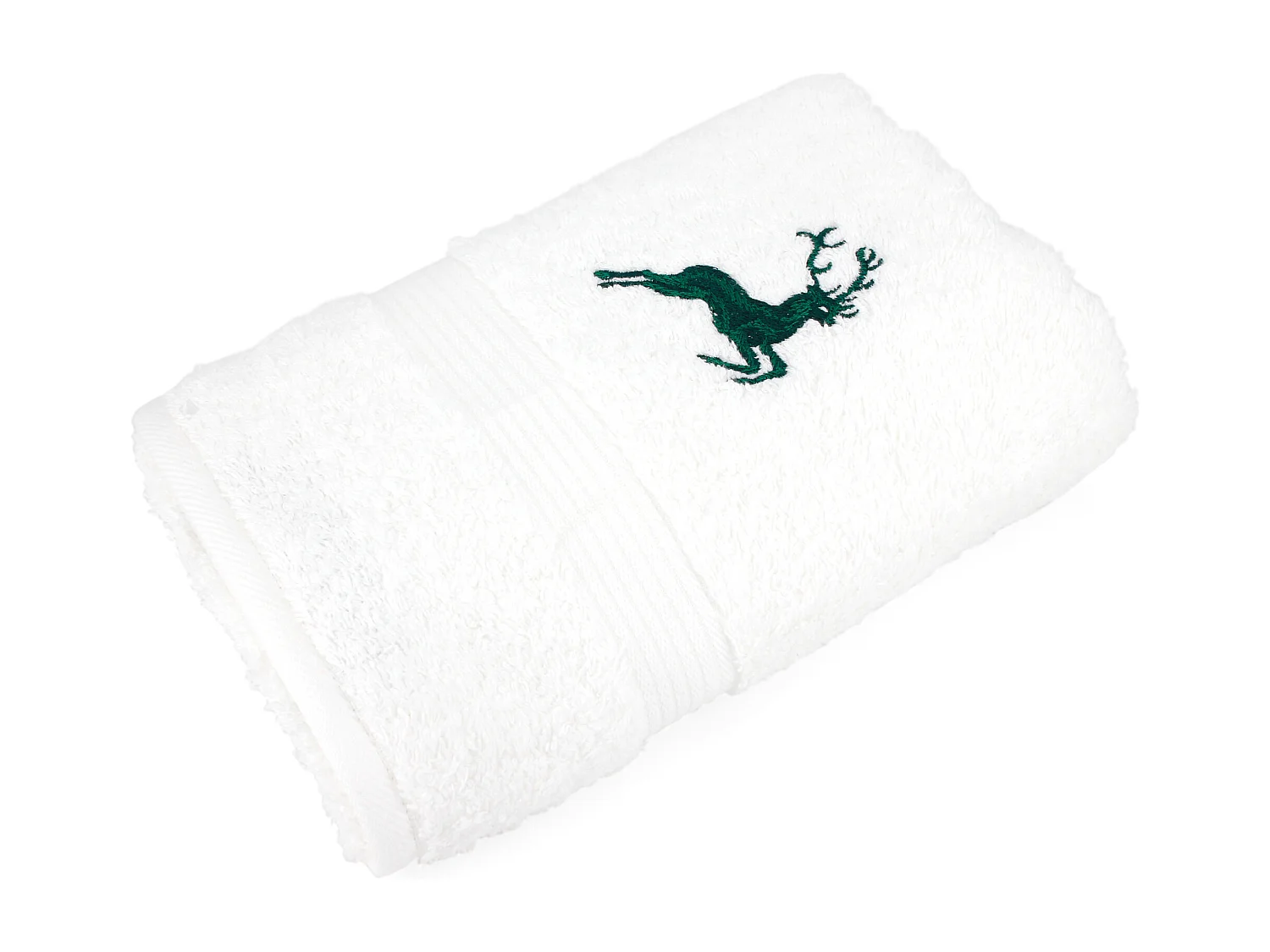 Drap de douche 70x130 cm HIRSH Blanc/Vert 600 g/m2