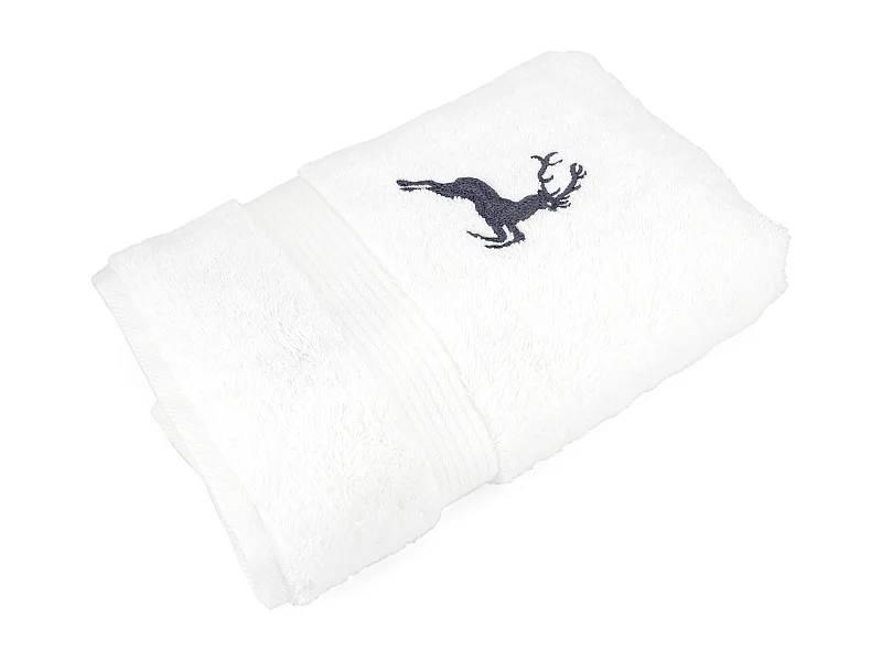 Drap de douche 70x130 cm HIRSH Blanc/Gris 600 g/m2