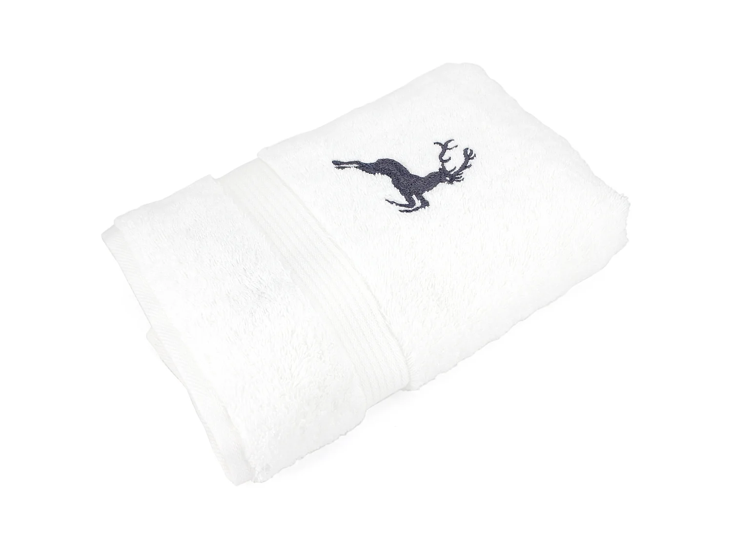 Drap de douche 70x130 cm HIRSH Blanc/Gris 600 g/m2
