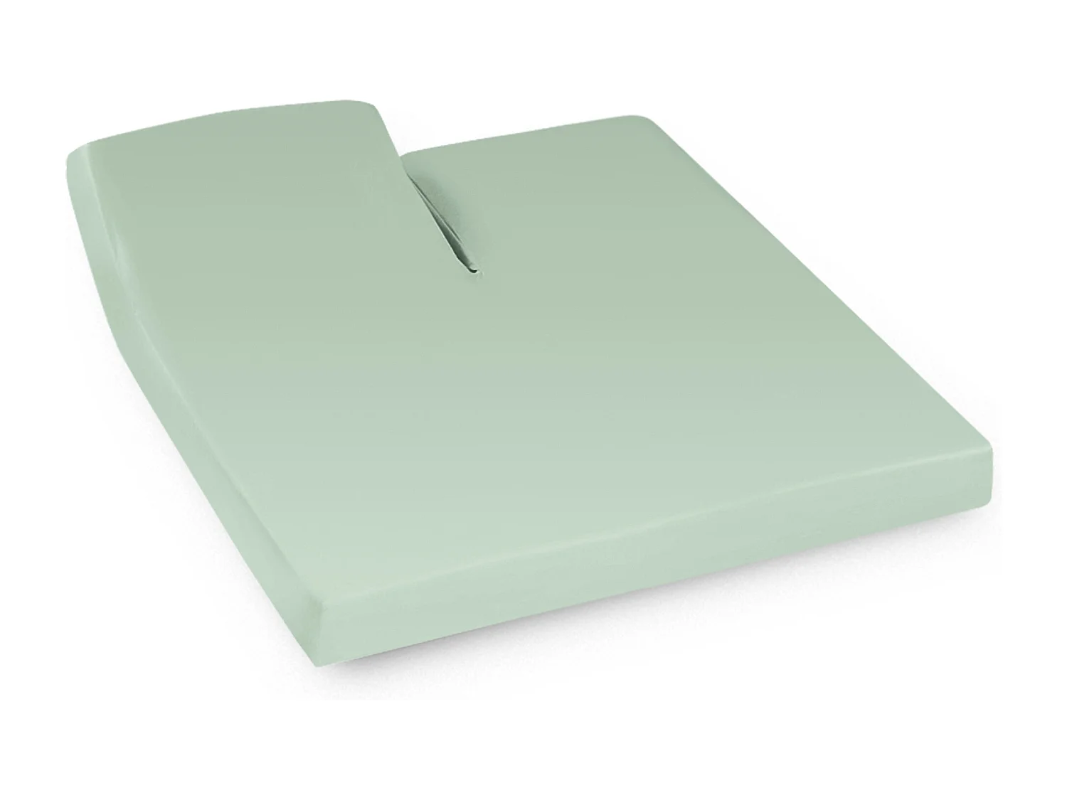 Drap housse relaxation uni 2x70x220 cm coton ALTO vert fleur d'amandier TR Tête relevable uniquement