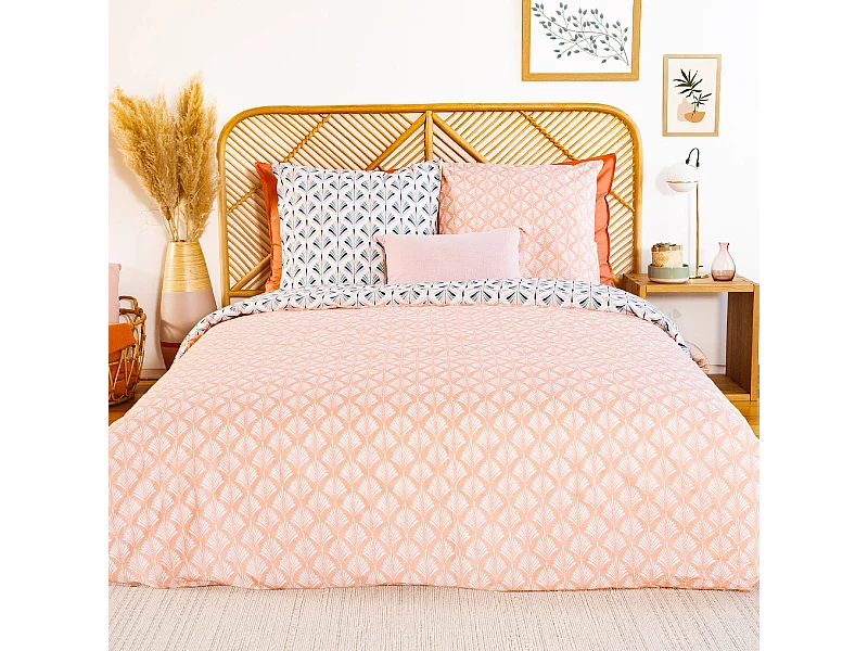 Parure de lit 260x240 cm coton VOLEA rose