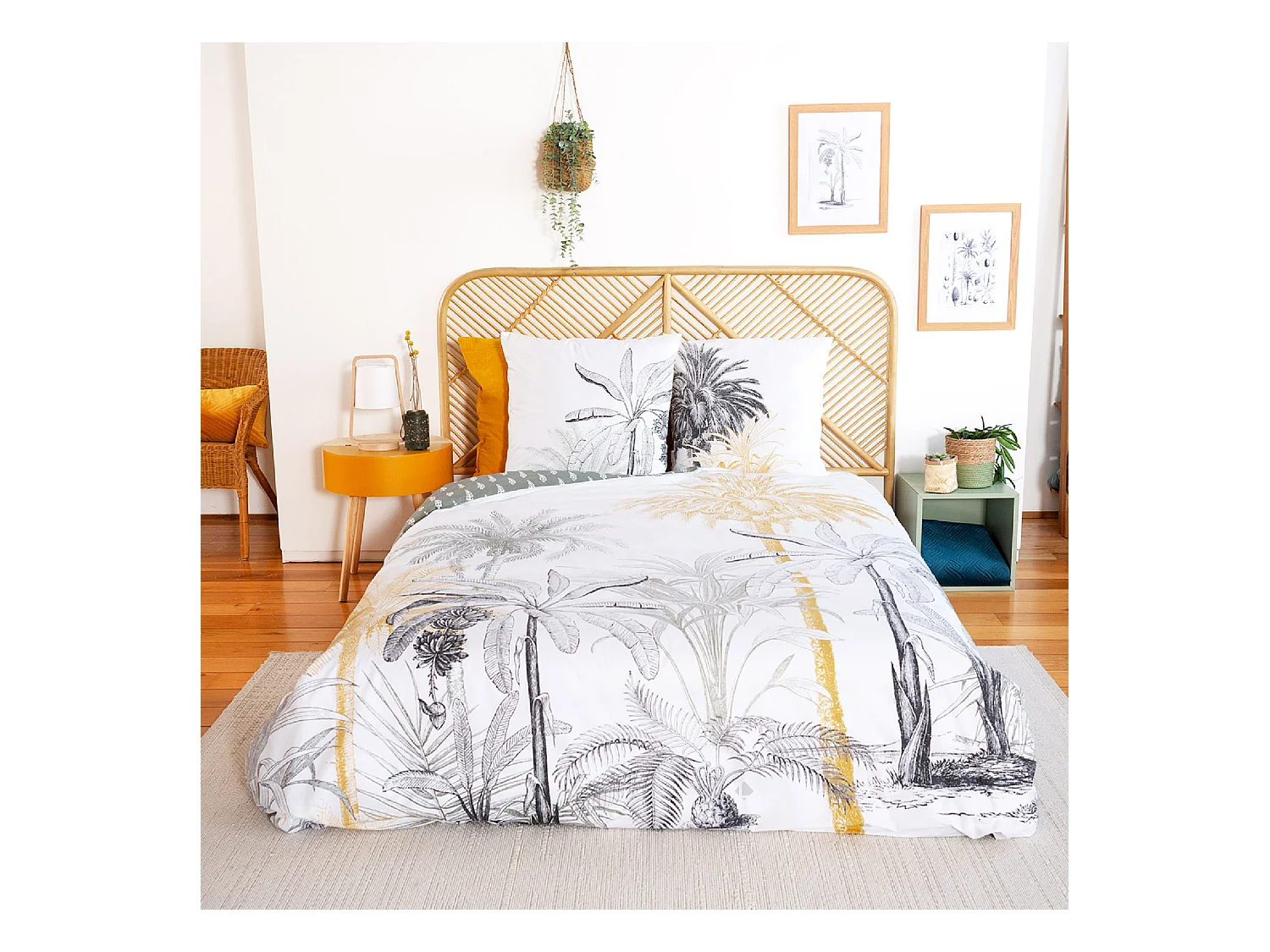 Parure de lit 260x240 cm coton SOLI vert
