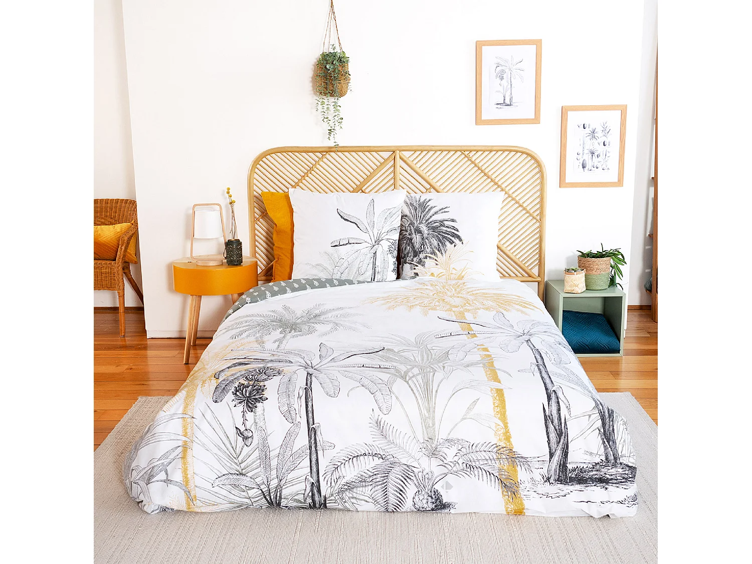 Parure de lit 260x240 cm coton SOLI vert