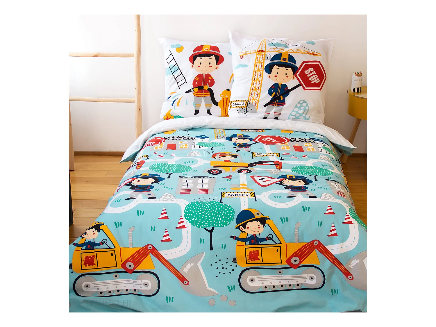 Parure de lit 140x200 cm coton FUEGO bleu