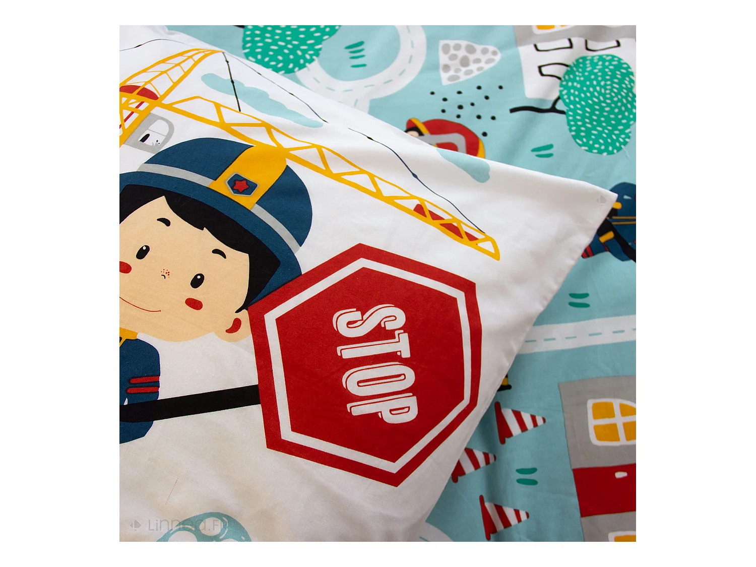 Parure de lit 140x200 cm coton FUEGO bleu