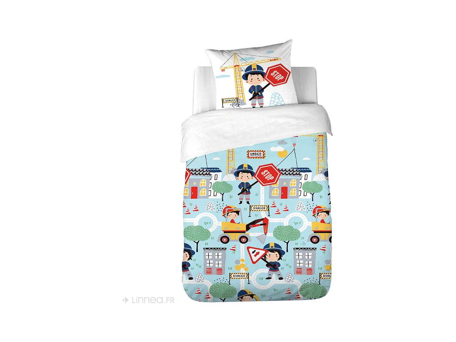 Parure de lit 140x200 cm coton FUEGO bleu