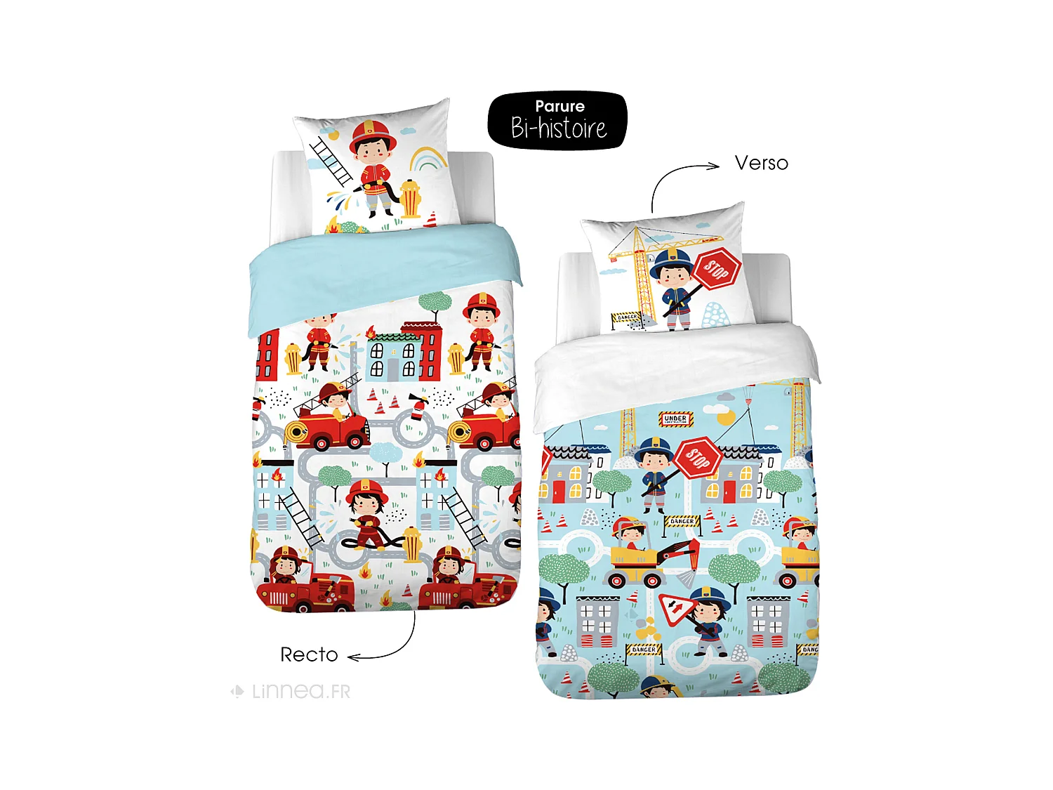 Parure de lit 140x200 cm coton FUEGO bleu