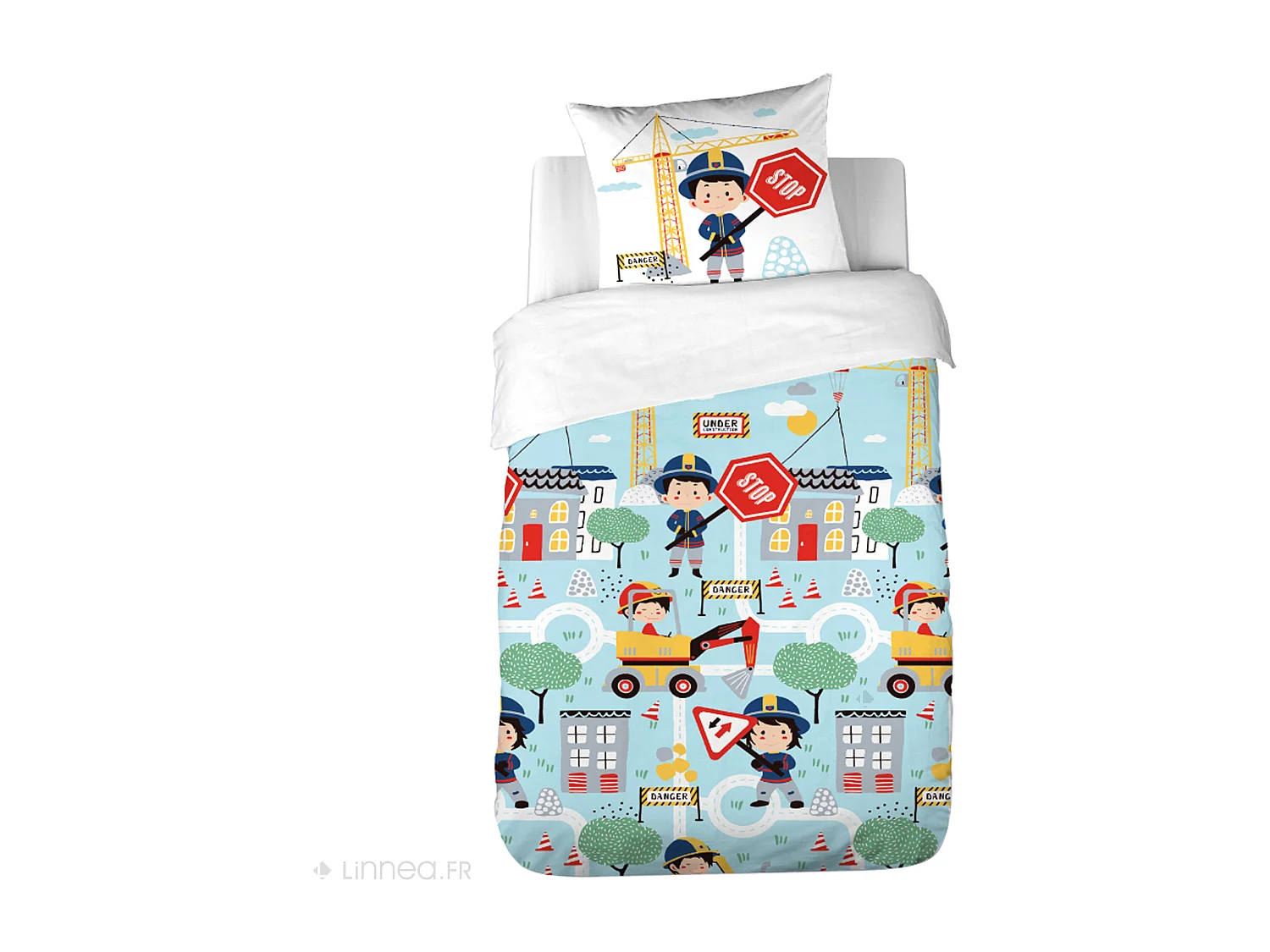 Parure de lit 140x200 cm coton FUEGO bleu