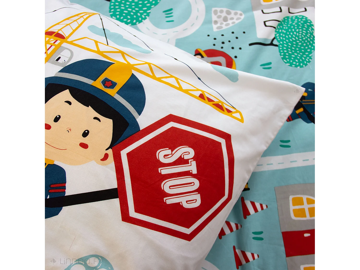 Parure de lit 140x200 cm coton FUEGO bleu