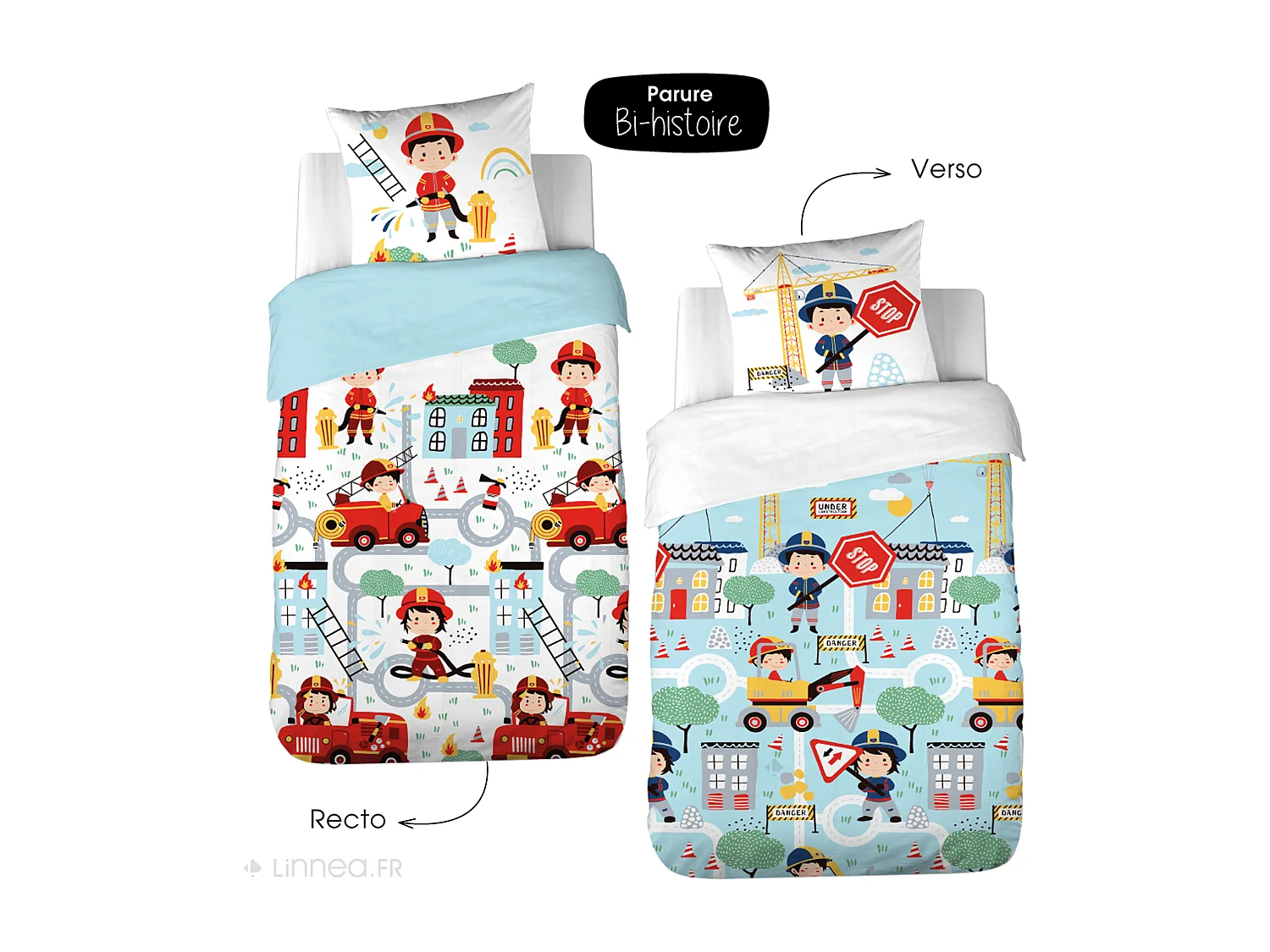 Parure de lit 140x200 cm coton FUEGO bleu