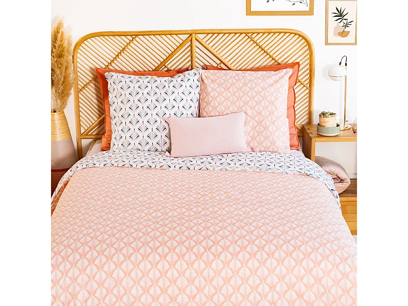 Parure de lit 240x220 cm coton VOLEA rose