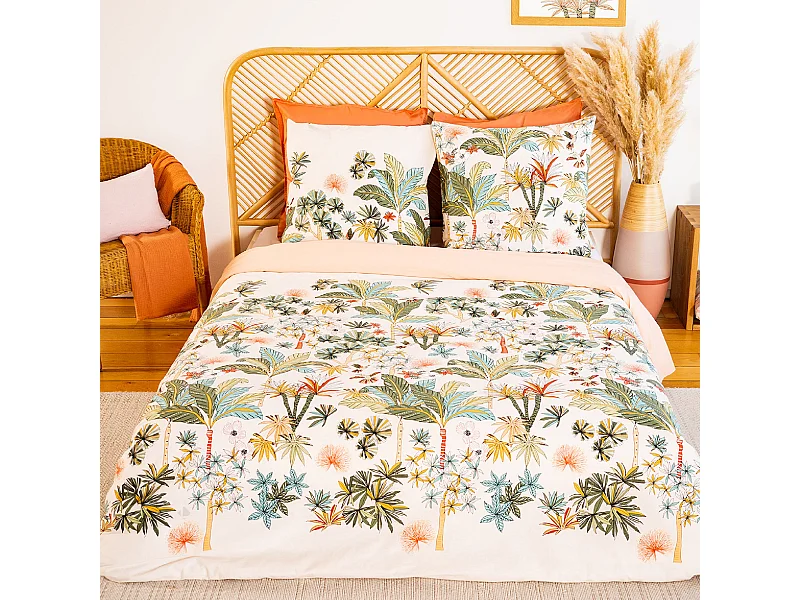 Parure de lit 200x200 cm coton MENTISSA rose