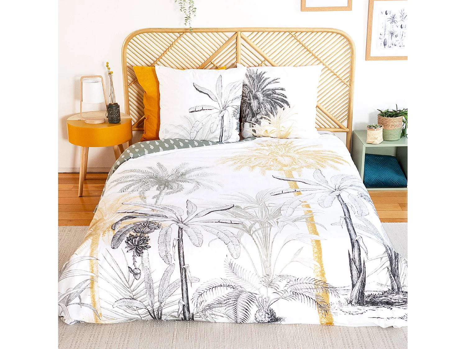 Parure de lit 240x220 cm coton SOLI vert