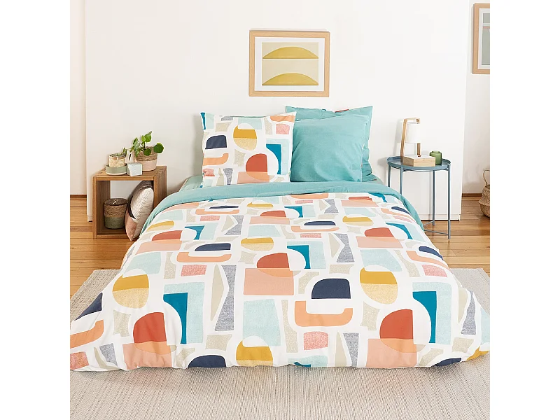 Parure de lit 200x200 cm mixte COLORS bleu