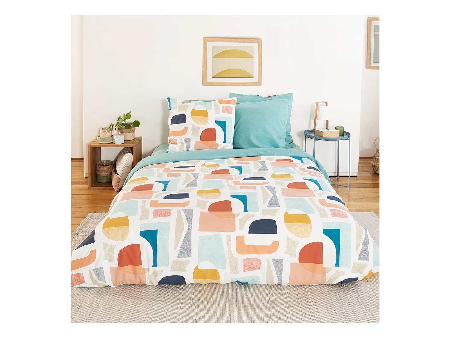 Parure de lit 200x200 cm mixte COLORS bleu