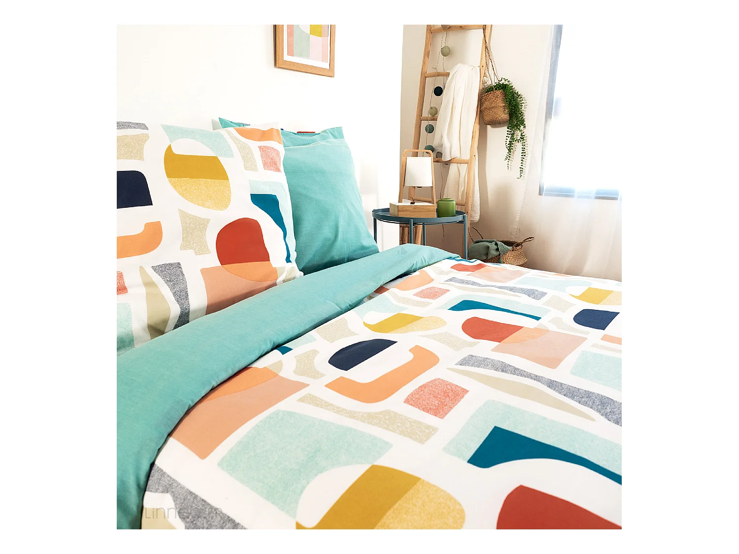 Parure de lit 200x200 cm mixte COLORS bleu