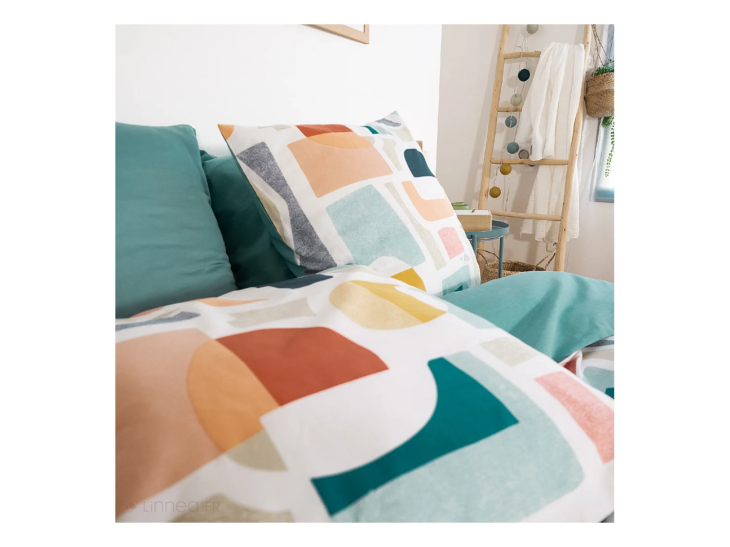 Parure de lit 200x200 cm mixte COLORS bleu