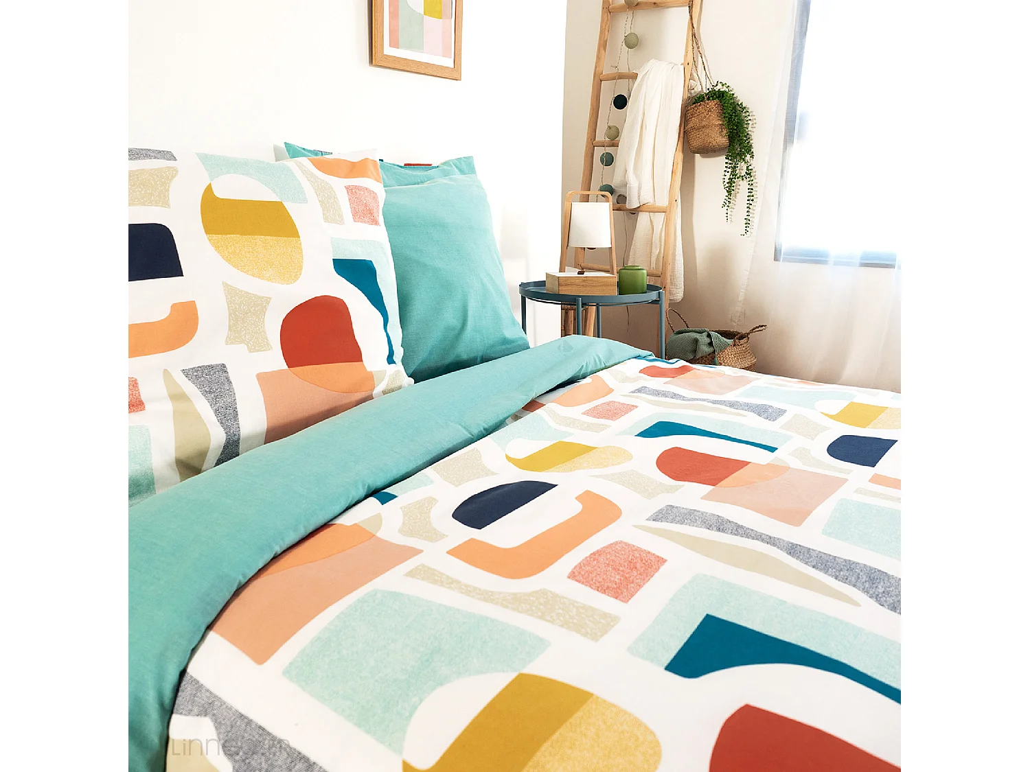 Parure de lit 200x200 cm mixte COLORS bleu