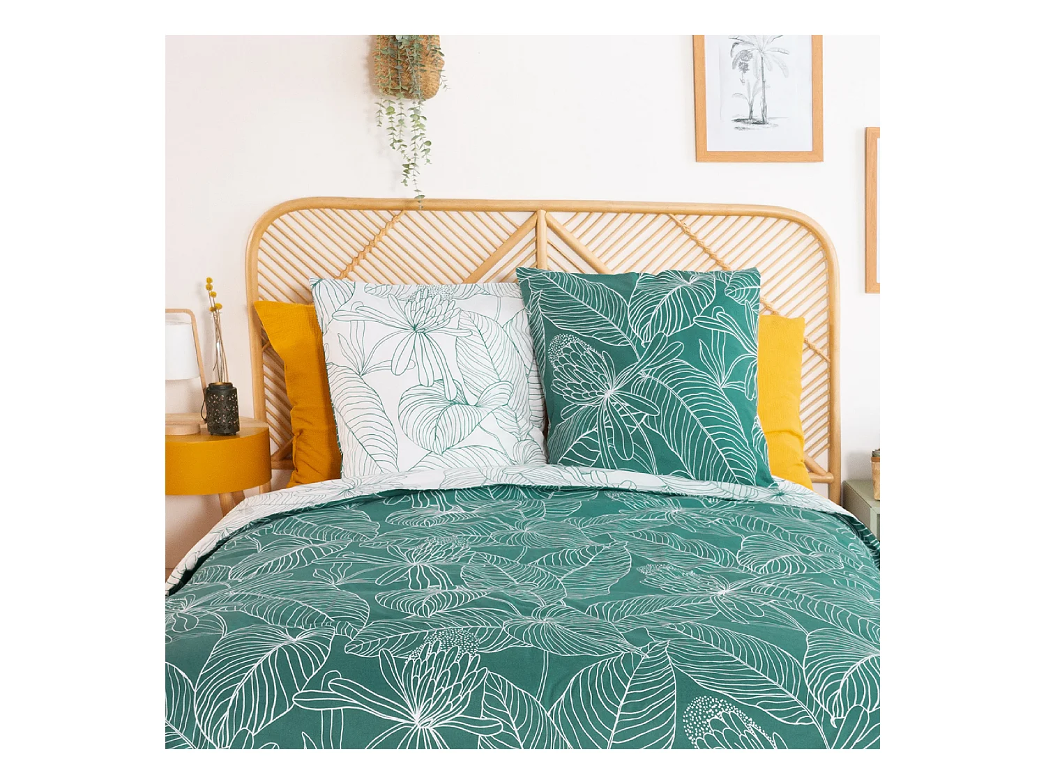 Parure de lit 200x200 cm coton TILDA vert