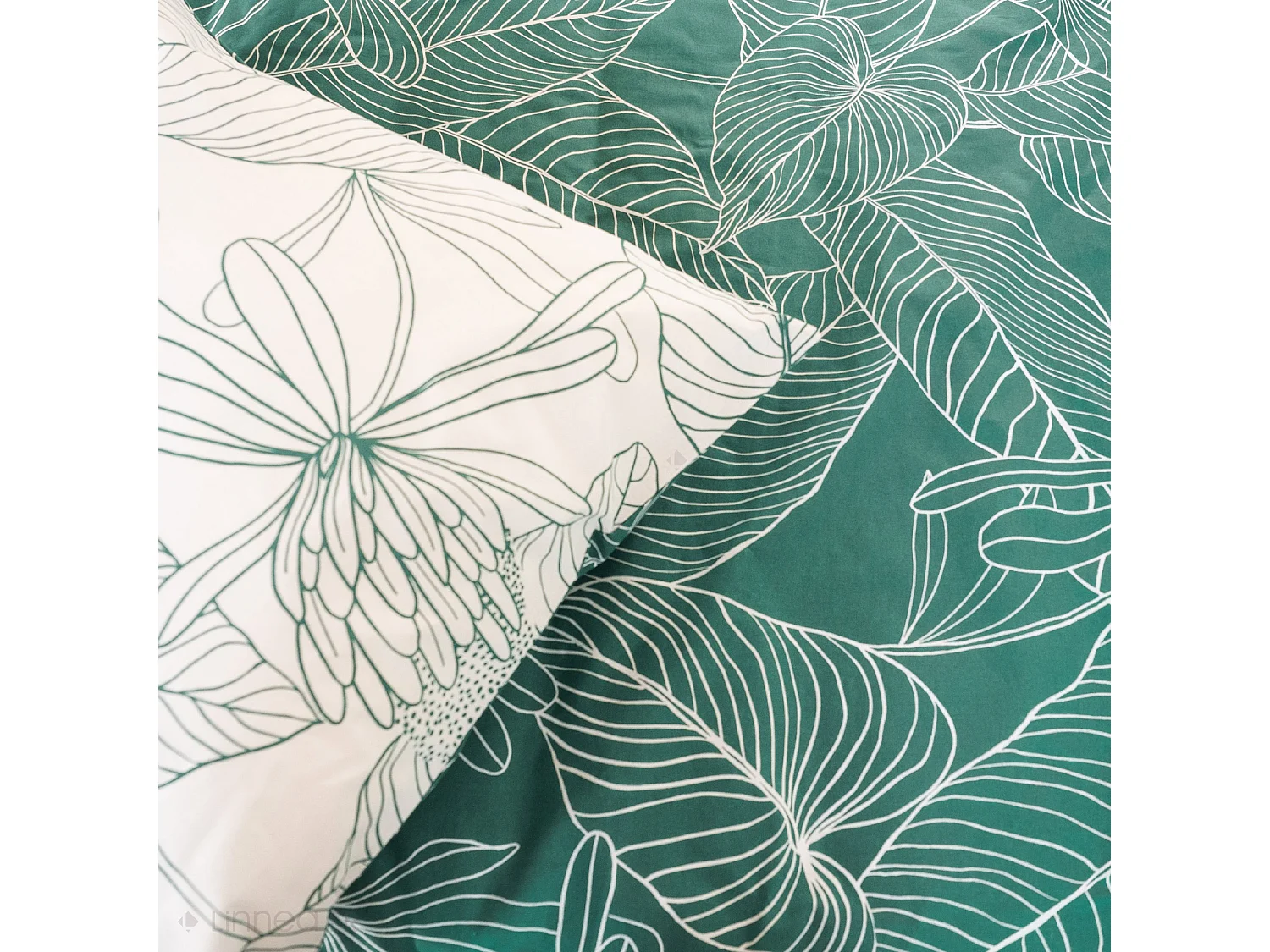 Parure de lit 200x200 cm coton TILDA vert