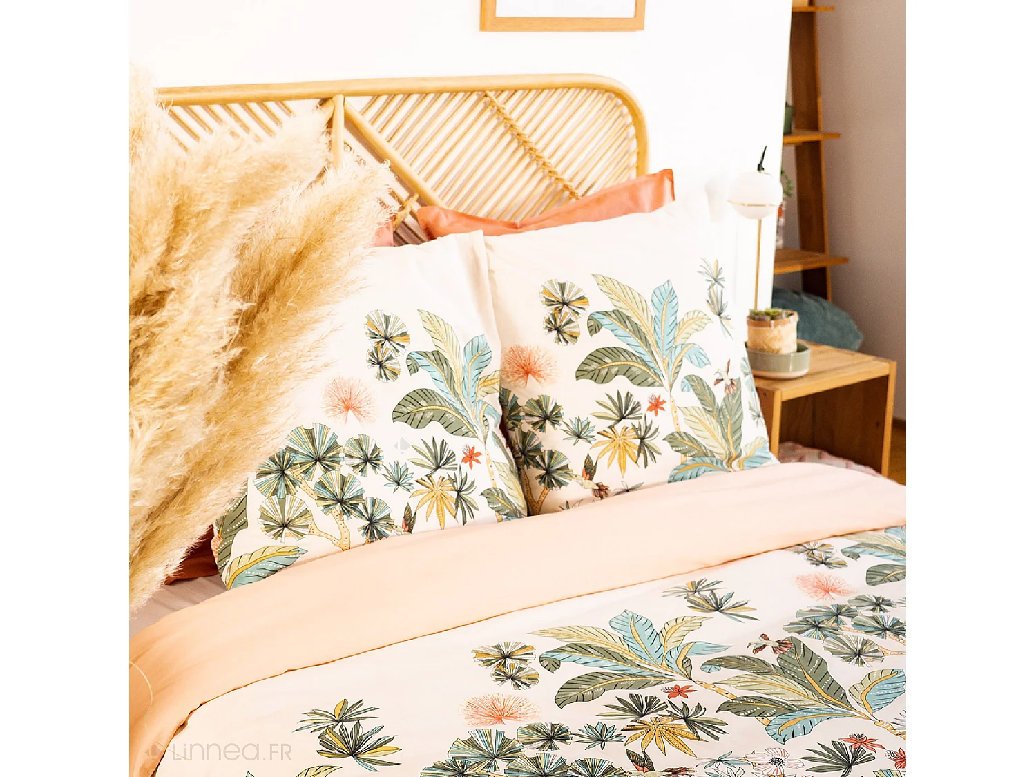 Parure de lit 240x220 cm coton MENTISSA rose