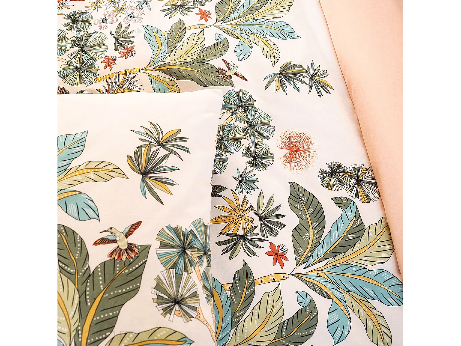 Parure de lit 240x220 cm coton MENTISSA rose