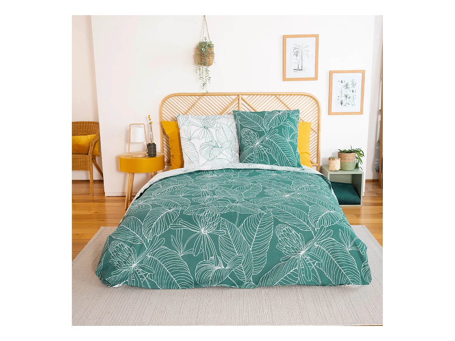 Parure de lit 260x240 cm coton TILDA vert