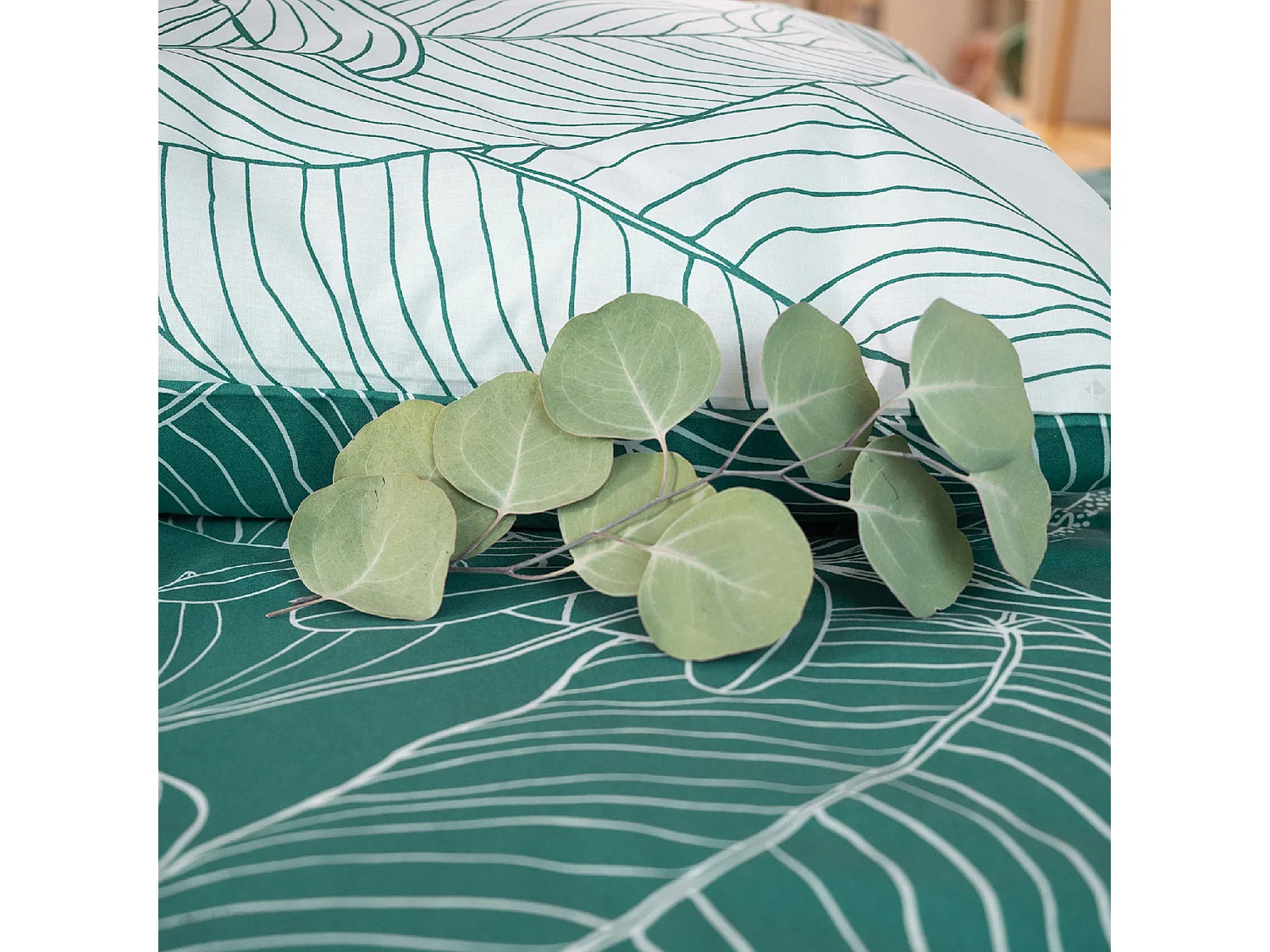 Parure de lit 260x240 cm coton TILDA vert