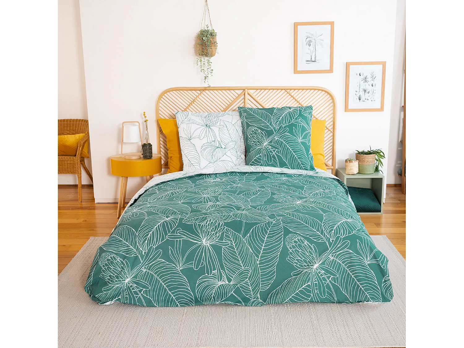 Parure de lit 260x240 cm coton TILDA vert
