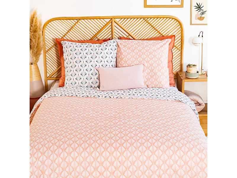 Parure de lit 200x200 cm coton VOLEA rose