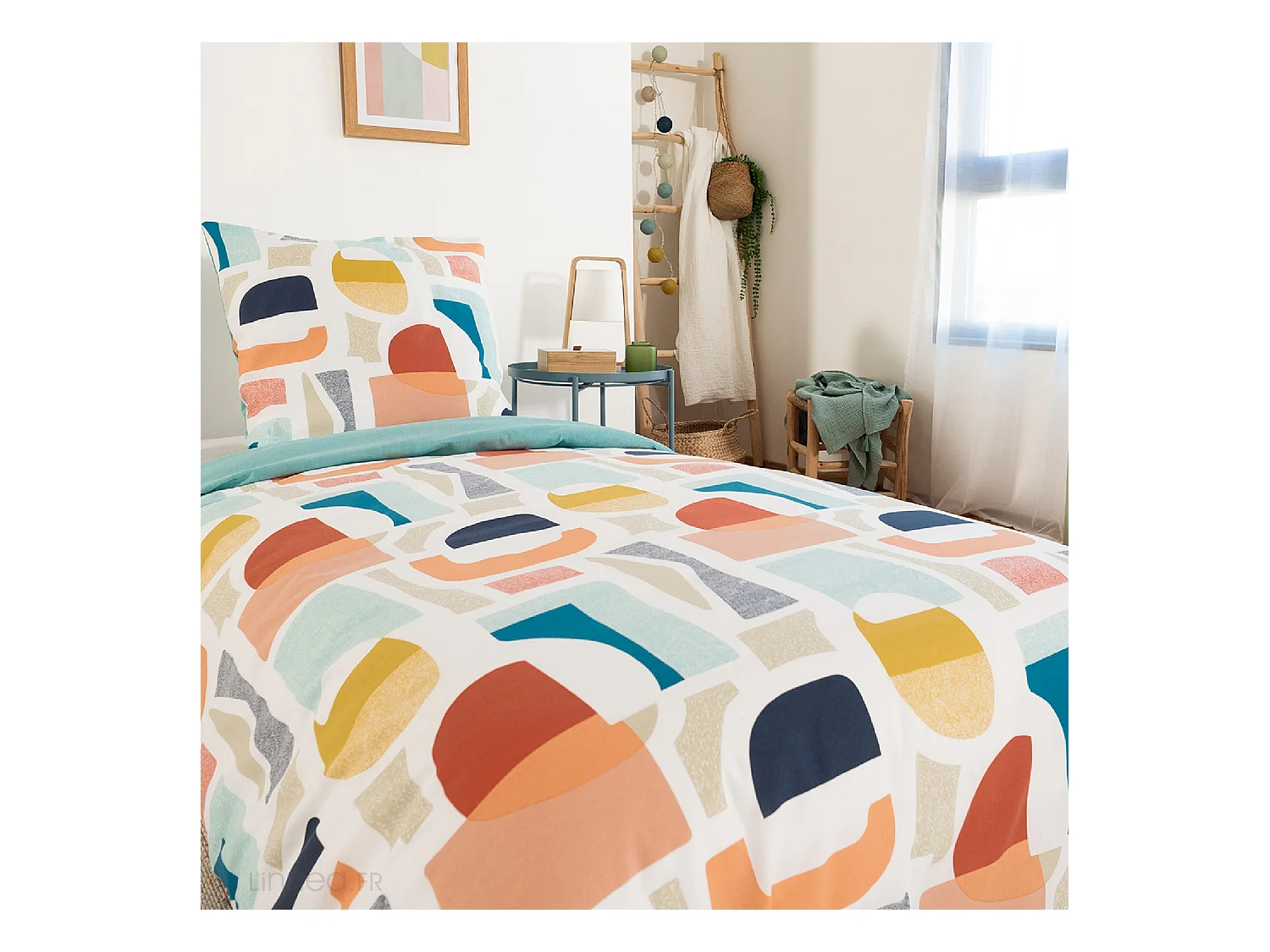 Parure de lit 140x200 cm mixte COLORS bleu