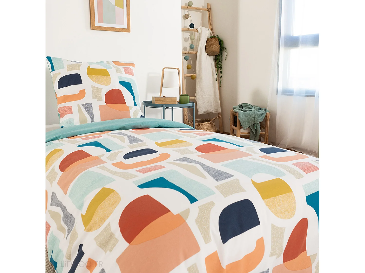 Parure de lit 140x200 cm mixte COLORS bleu