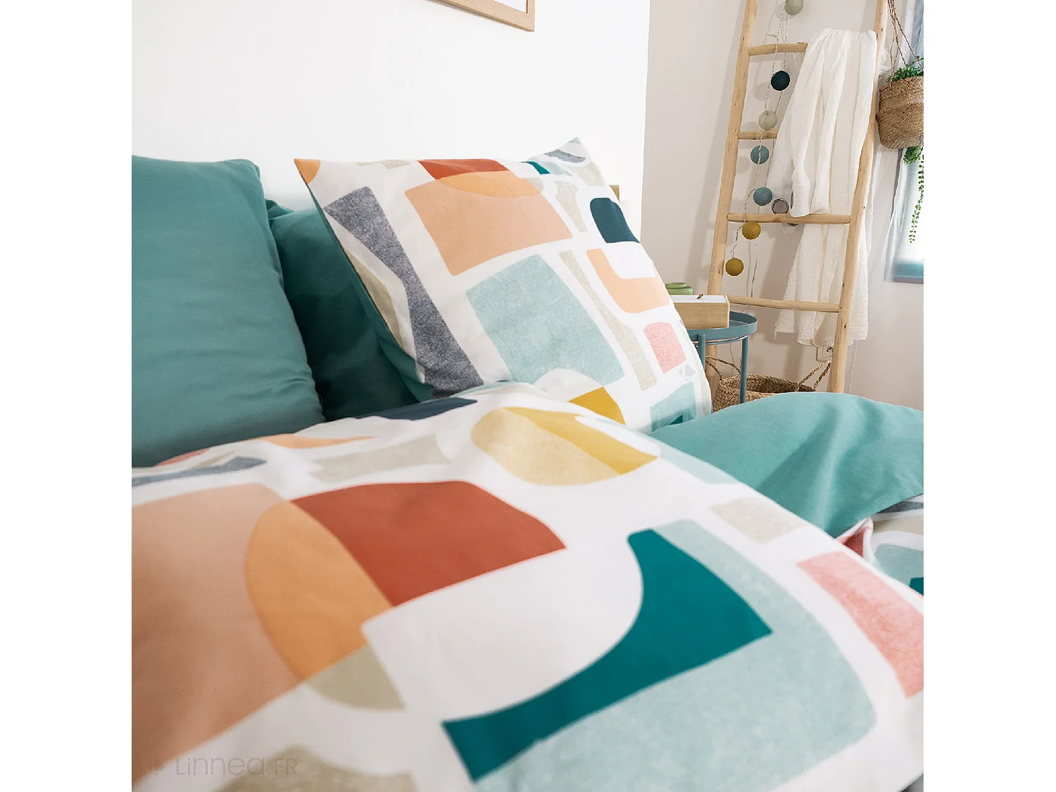 Parure de lit 140x200 cm mixte COLORS bleu