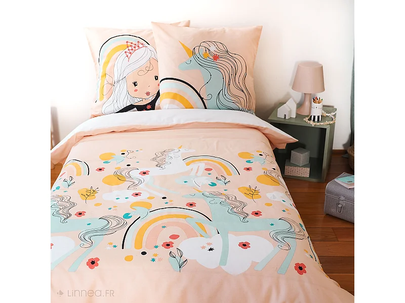 Parure de lit 140x200 cm mixte LOLA rose