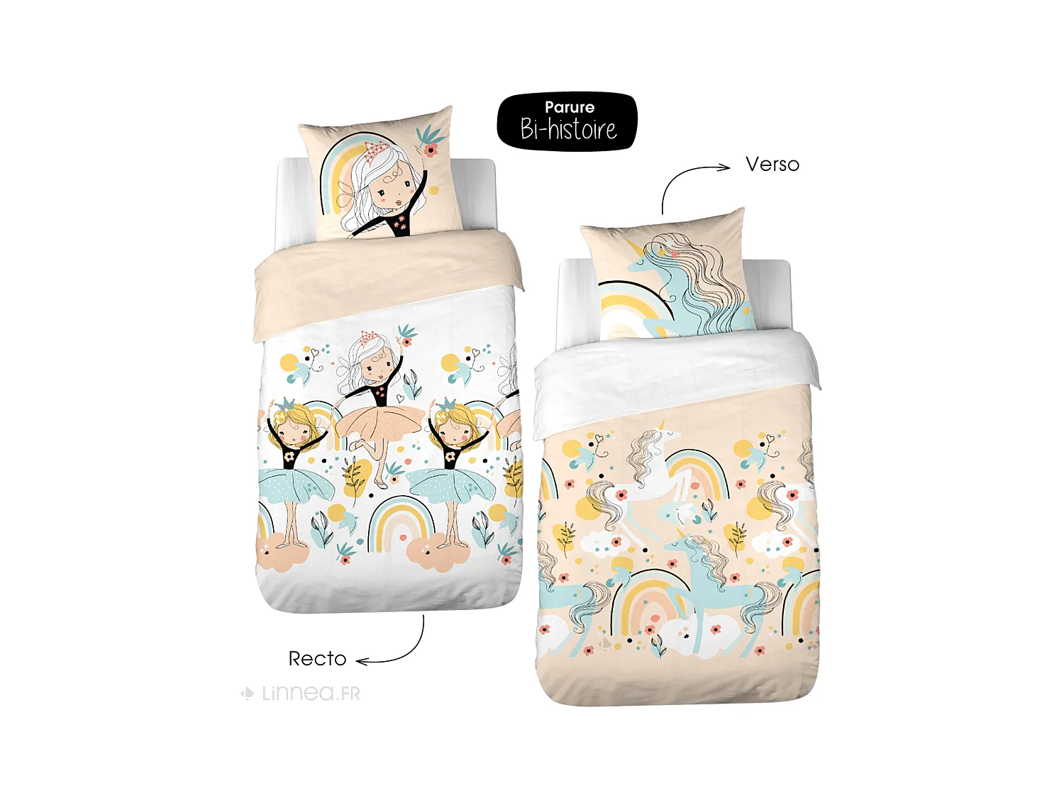 Parure de lit 140x200 cm mixte LOLA rose