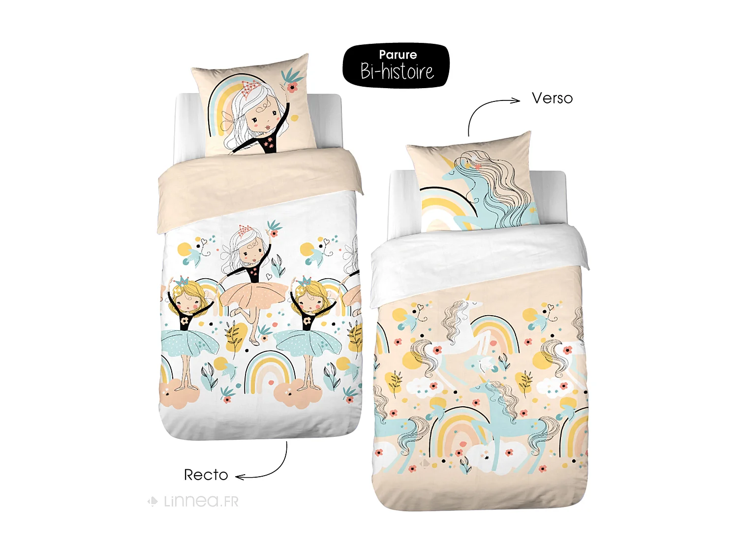 Parure de lit 140x200 cm mixte LOLA rose