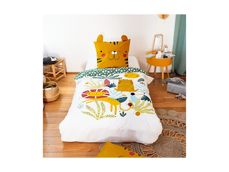 Parure de lit 140x200 cm coton TANZANIA vert