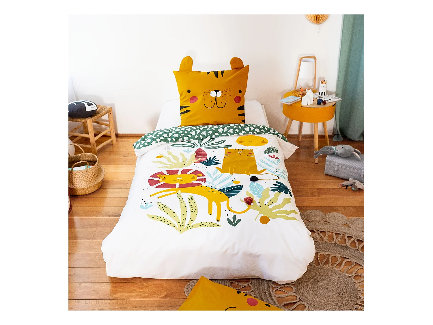 Parure de lit 140x200 cm coton TANZANIA vert