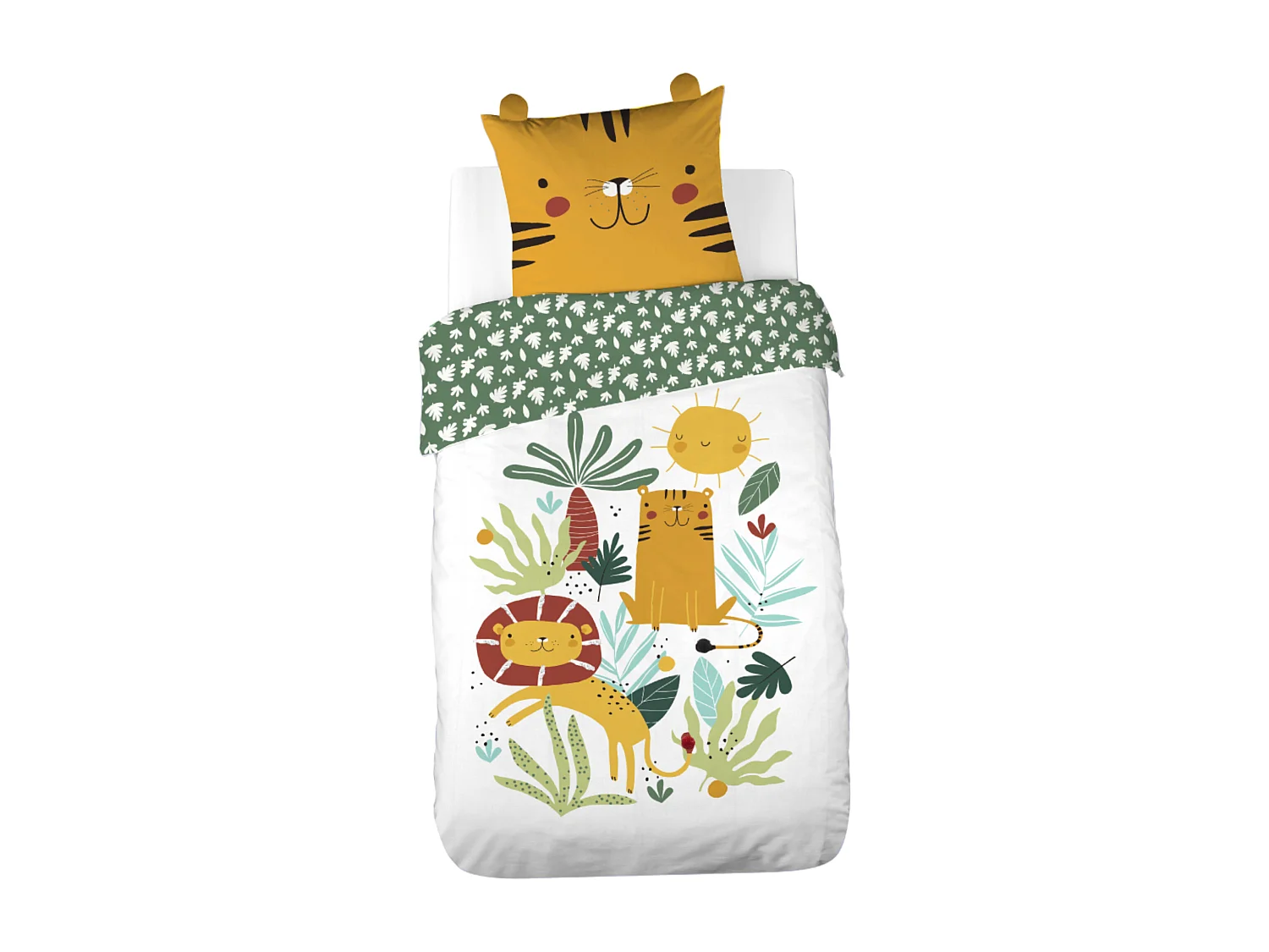 Parure de lit 140x200 cm coton TANZANIA vert