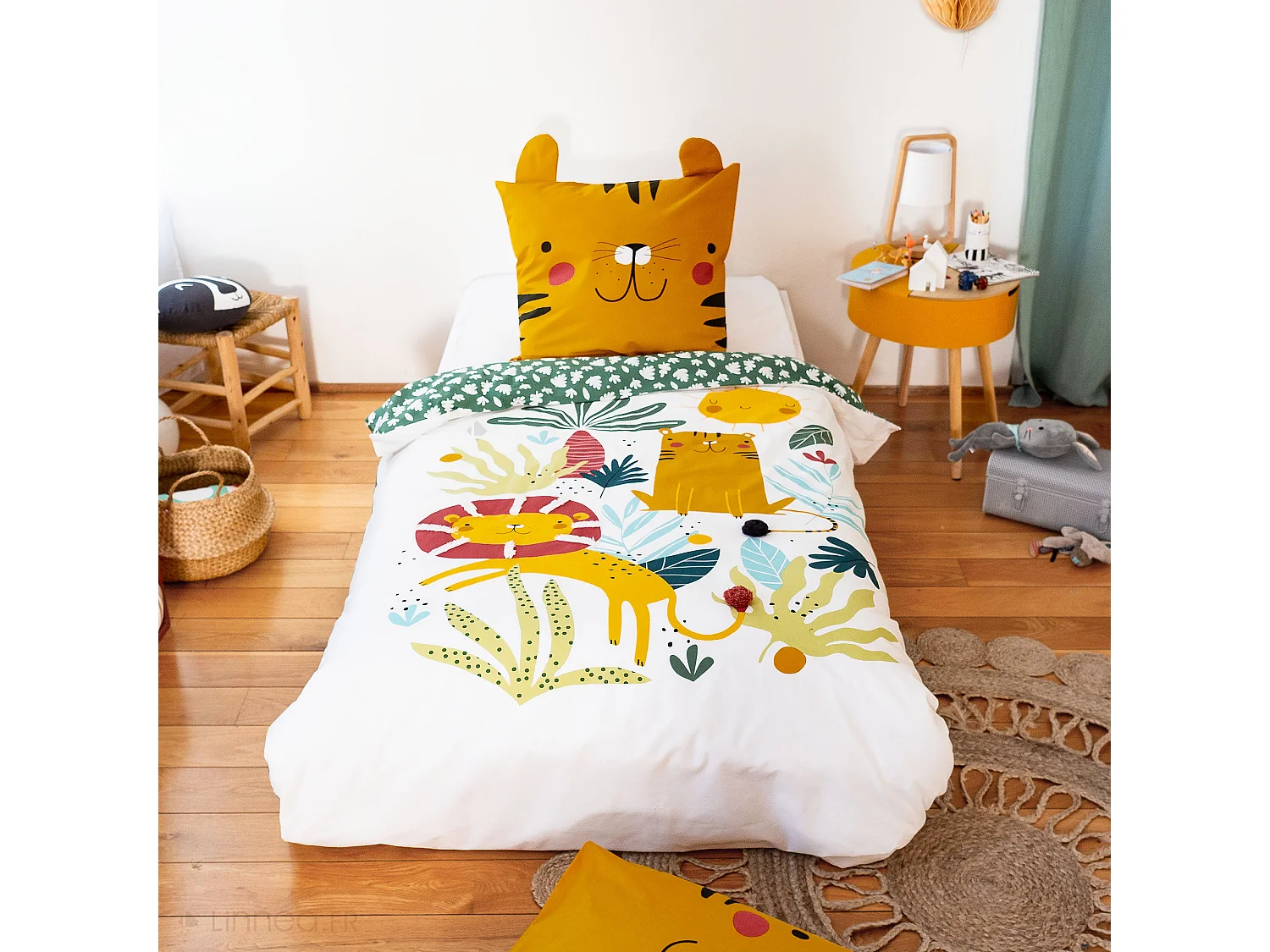 Parure de lit 140x200 cm coton TANZANIA vert