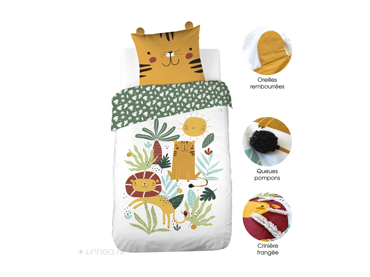 Parure de lit 140x200 cm coton TANZANIA vert