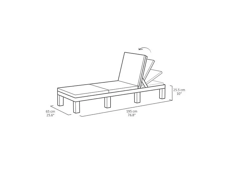 Bain de soleil en imitation resine tressee ALLIBERT avec coussins - 4 positions - Daytona - Marron