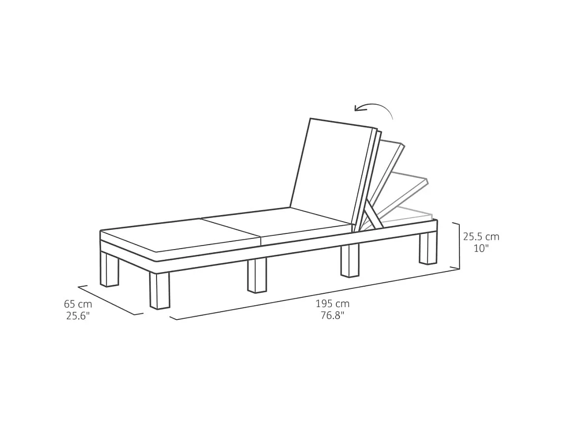 Chaise longue avec coussin Daytona Graphite