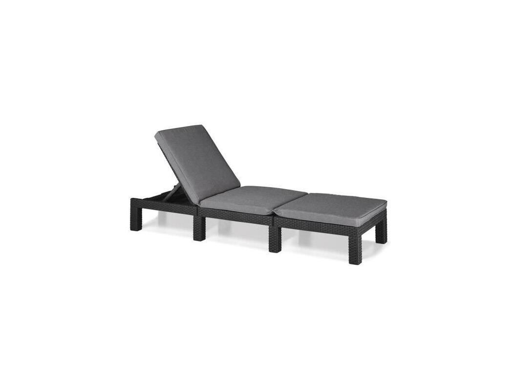 Bain de soleil en imitation resine tressee ALLIBERT - 4 positions - Daytona De luxe - Gris graphite